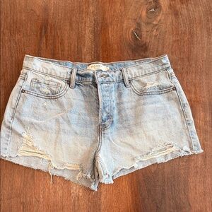 Hidden Distressed Light Wash Denim Cutoff Jean Shorts